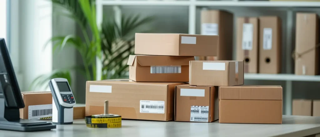 bureau vendeur amazon avec colis prêt à envoyer