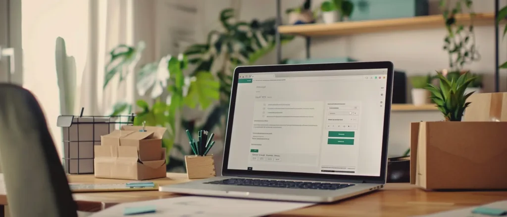 référencement sur Amazon, ordinateur ouvert pour optimisation des fiches amazon